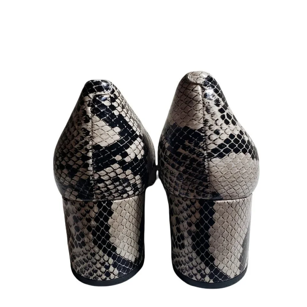 Easy Spirit Women Snake Print Almond Toe Slip On Leather Pump Heels Shoes Sz 10M